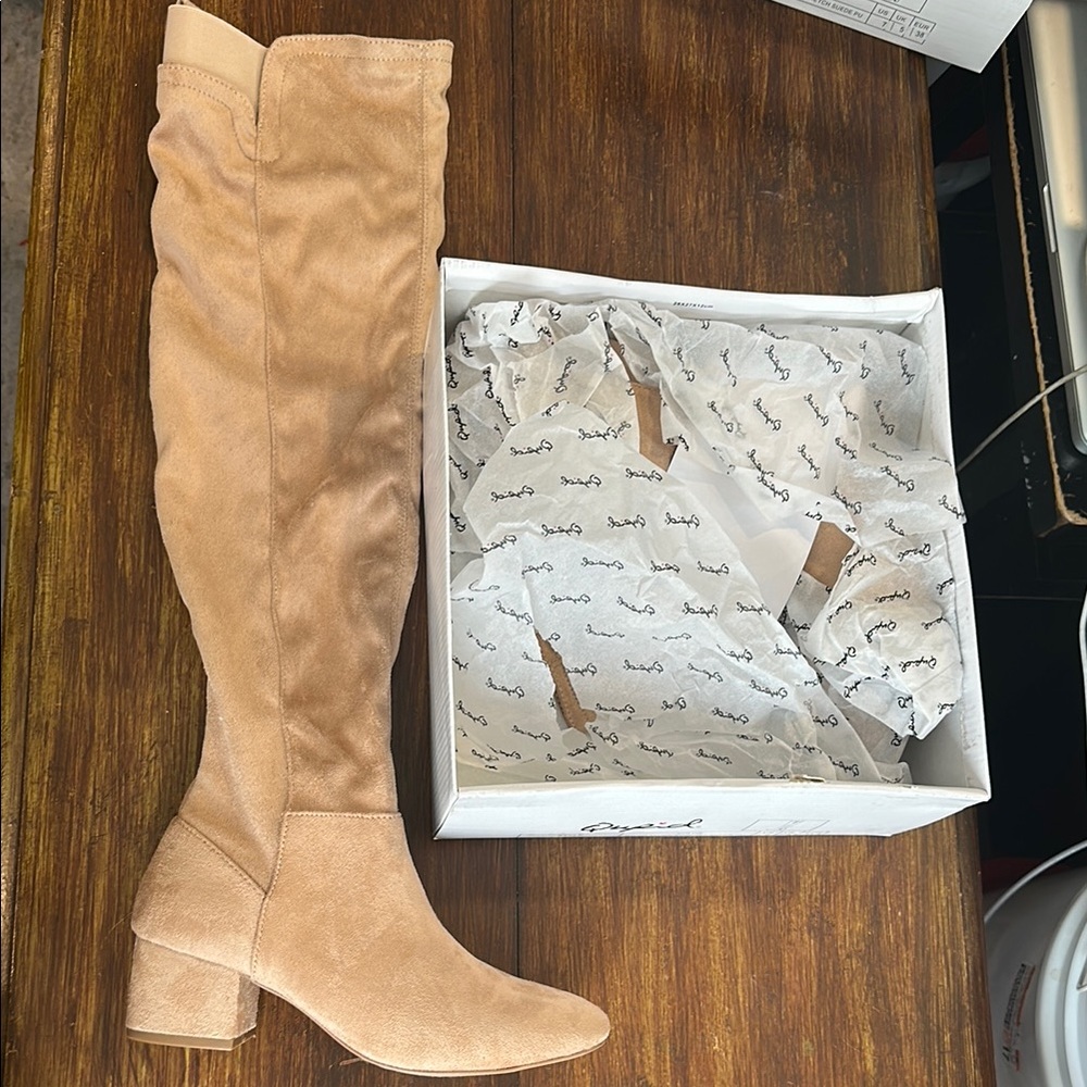 Chic Tan Over-the-Knee Suede Boots